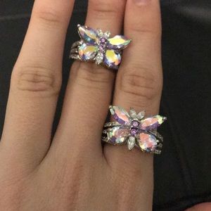 Iridescent butterfly rings